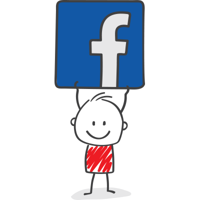 Facebook Emoji- Ein Junge hat das Facebook Symbol in der Hand-Möbel AS